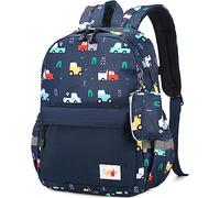 Mygreen Children's Backpack, Baby Child School Bag Nursery Daypack for Boys Girls Cartoon Animal Print with Coin Purse, Bulldozer Blue, S, Traditional Backpacks