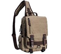 mygreen Men's Small Canvas Shoulder Messenger Cross Body Sling Briefcase Bag Rucksack Unbalance Chest Pack Multipurpose Backpack