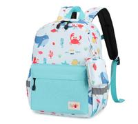 mygreen Toddler Backpack, Kids Backpack for Boys and Girls with Chest Strap, Mint Blue Ocean Friends
