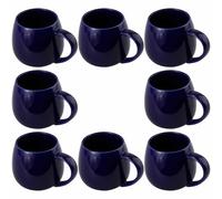 myGrtfam Ceramic Coffee Mugs Set of 8 for Latte Cappuccino Stoneware Cup Ice Cream Hot Chocolate 12oz Round Blue