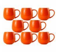 myGrtfam Ceramic Coffee Mugs Set of 8 for Latte Cappuccino Stoneware Cup Ice Cream Hot Chocolate 12oz Round Orange