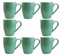 myGrtfam Ceramic Coffee Mugs Set of 8 for Latte Cappuccino Stoneware Cup Ice Cream Hot Chocolate12oz Barrel Turquoise White