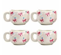 myGrtfam Handpainted Ceramic Coffee Mug Set of 4, Hand-Pressed Texture Tea Cups Set, Microwave & Dishwasher Safe 320ml Bom