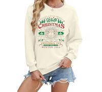 MYHALF White Christmas Sweatshirt - Womens Xmas Holiday Shirt - Christmas Movie 1954 Pullover Long Sleeve Crewneck Sweaters, Bell Apricot, S