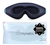 MyHalos 3D Sleep Mask - Sleeping Eye Masks for Sleep - 100% Blackout Sleeping Mask for Women, Men & Side Sleepers - Zero Pressure - Award Winning Design, Eyelash Friendly & Breathable, Navy Blue