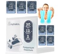 MyHalos 44pcs Perineal Ice Packs and 30 Witch Hazel Wipes for Postpartum & Hemorrhoids - Soothing Cold Pads for Maternity and After Birth