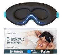 MyHalos Blackout Sleep Mask, Eye Mask for Sleeping, Zero Pressure, Travel | 3D Sleeping Mask, Sleep Eye Mask, Blindfold, Soft & Breathable sleep masks, Includes Storage Pouch, Black