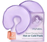 MyHalos® Breast Therapy Pads for Breastfeeding - 2 Reusable Hot & Cold Compress Pads, Breastfeeding Essentials for Engorgement, Nipple Pain Relief, Mastitis - Nursing Supplies for Postpartum (2 Pack)