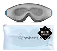 MyHalos Cotton 3D Sleep Mask - Sleeping Eye Masks for Sleep - 100% Blackout Sleeping Mask for Women, Men & Side Sleepers - Zero Pressure - Award Winning Design, Eyelash Friendly & Breathable, Grey