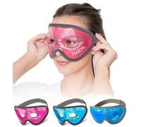 MyHalos Gel Eye Mask - Reusable Cooling Eye Mask with Adjustable Straps - Cold Mask for Puffy Eyes, Dark Circles and Hangovers - Eyes Ice Pack Compress for Sinus, Headaches & Puffiness, Pink