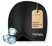 MyHalos® Migraine Relief Cap - Wearable Ice Pack Cold Wrap Hat -Reusable Cold Therapy Headache Cap & Migraine Cap, for Tension Headache Relief & Sinus Pressure - Form-Fitting Head Compress (Black)