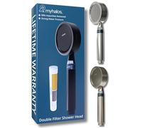 MyHalos® Shower Filter for Hard Water UK - High Pressure Filter Shower Head Set (no Hose) to Reduce Chlorine, Water Softener - Easy to Install Power Filtered Showerhead (Black)