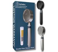MyHalos® Shower Filter for Hard Water UK - High Pressure Filter Shower Head Set (no Hose) to Reduce Chlorine, Water Softener - Easy to Install Power Filtered Showerhead (Brushed Metal)