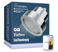 MyHalos® Shower Filter for Hard Water UK - High Pressure Fixed Filter Shower Head to Reduce Chlorine, Water Softener - Easy to Install Power Filtered Showerhead (Chrome)