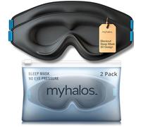 MyHalos® Sleep Mask - 2 Pack Eye Masks for Sleep - 100% Blackout Sleeping Mask for Women & Men - 3D Sleeping Eye Mask for Zero Pressure - Award Winning Design, Eyelash Friendly & Breathable