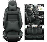MYHAZCVD Universal Leather Car Seat Covers for Audi Alfa Romeo 159 Lada Granta，5-seater Accessories Black white lines