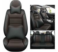MYHAZCVD Universal Leather Car Seat Covers for Chrysler 300C PT Cruiser Grand Voyager Sebring ，5-seater Accessories Black and brown