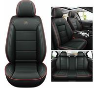 MYHAZCVD Universal Leather Car Seat Covers for Ford Focus Mondeo Mk3 Mk4 Ranger C-Max Fusion,5-seater Accessories Black red line