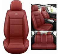 MYHAZCVD Universal Leather Car Seat Covers for Ford Focus Mondeo Mk3 Mk4 Ranger C-Max Fusion,5-seater Accessories Crimson red