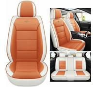 MYHAZCVD Universal Leather Car Seat Covers for Kia Rio Morning Stinger Niro Cerato Mohave Sorento Stonic Soul Sportage，5-seater Accessories Orange