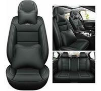 MYHAZCVD Universal Leather Car Seat Covers for Renault Talisman Estate Kp/Clio Symbol/Zoe Ze/Zoe/Vel Satis,5-seater Accessories Black