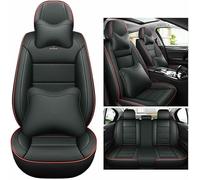 MYHAZCVD Universal Leather Car Seat Covers for Skoda Octavia A5 Tour Fabia 1 Fabia 3 Superbe，5-seater Accessories Black red line