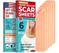 MYHELP Medical Grade Silicone Scar Sheets - 6Pcs (5.7"X1.6") - Visible Difference in Surgical Marks and Keloids - Reusable Silicone Strips for Cesarean Scars - Strip