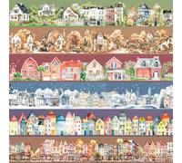 Myhiju City Landscape PET Washi Tape Vintage City Building Washi Sticker Aesthetic Sticker Journal Accessories Home Construction Washi Tape Scrapbook Stickers Town House Building Washi Tape Sticker