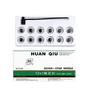 MYHJL 13Pcs Plastic Black Handle Single-end Seven-Star Dermal Needle for Beauty and Home Use