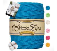 myHodo Premium Blue Macrame Cord - OEKO-TEX Certified Cotton, Soft & Durable, Plastic-Free Packaging - Ideal for DIY Projects, Home Decor (3mm x 100m)