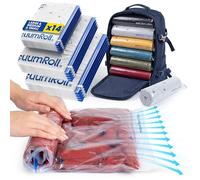 myHodo Vacuum Compression Bags for Rolling (14 Pieces) - Versatile Travel Bags for Suitcase & Backpack, Reusable Storage Solution, Durable & Hygienic, Easy to Use, Suitable for All Textiles & Clothes