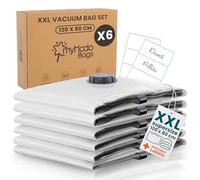myHodo XXL Vacuum Storage Bags (6 Pack, 80x120 cm) - Extra Large Space Saver Bags for Bulky Textiles like Duvets, Bedding, Linen & Blankets for Use with a Vacuum Cleaner, Durable Double Zip Seal