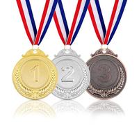 MYHOGOOD 3 Pcs Metal Medals, Personalised Medals for Children, 1st 2nd 3rd Gold Silver Bronze Award Medals, Winner Medals for Kids Adults Sports Day Prizes, Gymnastics Competitions, Party Favours