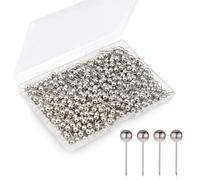 MYHOGOOD 400Pcs World Map Push Pins Round Drawing Pins, Travel Map Small Thumb Tacks, Marking Pushpins for Cork Board Notice Bulletin Picture Photo Home Office School Craft DIY (Sliver)