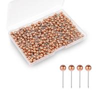 MYHOGOOD 400Pcs World Map Push Pins Round Drawing Pins, Travel Map Small Thumb Tacks, Marking Pushpins for Cork Board Notice Bulletin Picture Photo Home Office School Craft DIY (Rose Gold)