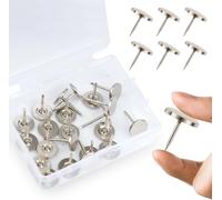 MYHOGOOD 50Pcs Heavy Duty Flat Head Push Pins,Metal Flat Push Pins Round Head Thickened and Lengthened Drawing Pins with Storage Box,Humbtacks for Map, Photo Wall, Cork Board Bulletin (Silver)