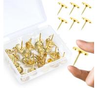 MYHOGOOD 50Pcs Heavy Duty Flat Head Push Pins,Metal Flat Push Pins Round Head Thickened and Lengthened Drawing Pins with Storage Box,Humbtacks for Map, Photo Wall, Cork Board Bulletin (Gold)