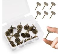 MYHOGOOD 50Pcs Heavy Duty Flat Head Push Pins,Metal Flat Push Pins Round Head Thickened and Lengthened Drawing Pins with Storage Box,Humbtacks for Map, Photo Wall, Cork Board Bulletin (Bronze)