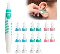 MYHOGOOD Ear Wax Remover, Spiral Soft Silicone Ear Wax Removal Tool with 16 Pcs Replacement, Safe and Soft Material for Baby, Reusable Earwax Kit, Washable Tips, Ear Wax Cleaner for Adults Kids