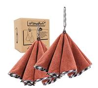 myHomeBody Hand Towels with Hanging Loops, Absorbent Charcoal Fiber Cleaning Clothes with Coconut Shell Button for Kitchen, Round Shape, Set of 2, Brick Red