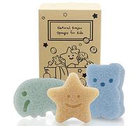myHomeBody Konjac Sponge for Bathing, Cute Shapes Natural Bath Sponges Adorable Bubbly Bath Time, Natural and Safe Plant-Based Konjac Shower Loofah, 3pc. Set: Elephant,Bear,Star