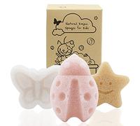 myHomeBody Konjac Sponge for Bathing, Cute Shapes Natural Bath Sponges Adorable Bubbly Bath Time, Natural and Safe Plant-Based Konjac Shower Loofah, 3pc. Set: Butterfly, Ladybug, Star