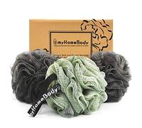 myHomeBody Large 70g Loofah Sponge, 2 Graphite Gray + 1 Sage Green, 3 Pack
