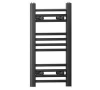 MYHOMEWARE 300 mm x 600 mm Straight Black Heated Bathroom Towel Rail Radiator For Central Heating Designer
