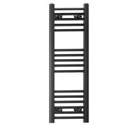 MYHOMEWARE 300 mm x 900 mm Straight Black Heated Bathroom Towel Rail Radiator For Central Heating Designer