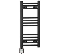 Myhomeware 300 X 700 mm Black Electric Bathroom Heated Towel Rail Thermostatic Warmer Radiator Digital Controller Ktx3 Timer