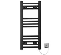 Myhomeware 300 X 700mm Flat Black Electric Pre-Filled Heated Towel Rail Radiator For Bathroom Designer Standard Element