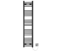 Myhomeware 300mm Wide Flat Black Electric Pre-Filled Heated Towel Rail Radiator For Bathroom Designer UK (300 * 1400mm Electric Black)