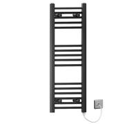 Myhomeware 300mm Wide Flat Black Electric Pre-Filled Heated Towel Rail Radiator For Bathroom Designer UK (300 * 900mm Electric Black)