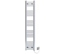 Myhomeware 300mm Wide Flat Chrome Electric Pre-Filled Heated Towel Rail Radiator For Bathroom Designer UK (300 x 1600mm Chrome)